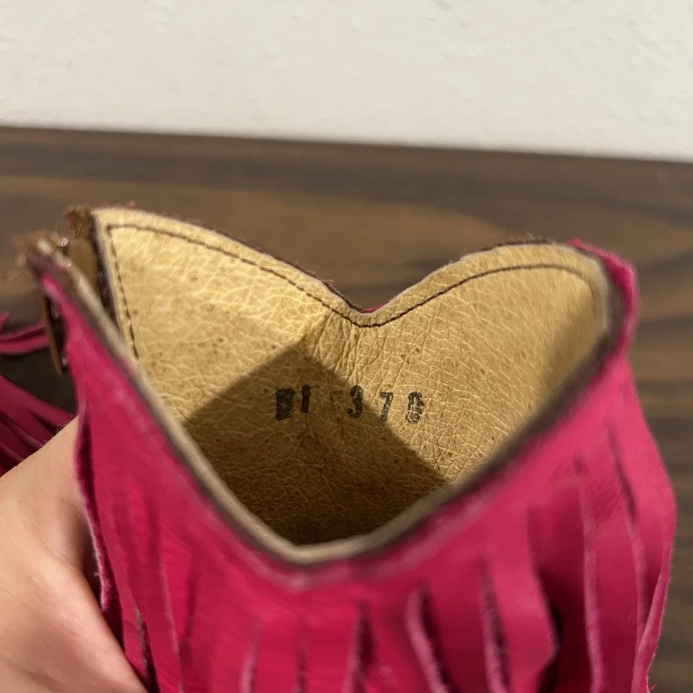 Redhawk Baby Girls Leather Cowboy Boots Moccasin Western Soft Fringe Pink Suede